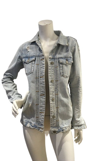 ZARA Distressed Oversized DenimJacket Size S Small MOST WANTED ladies