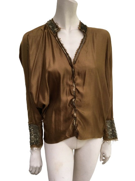 Easton Pearson Vintage 90s Silk Sequin Embellished Blouse Size UK 10 US 6 ladies