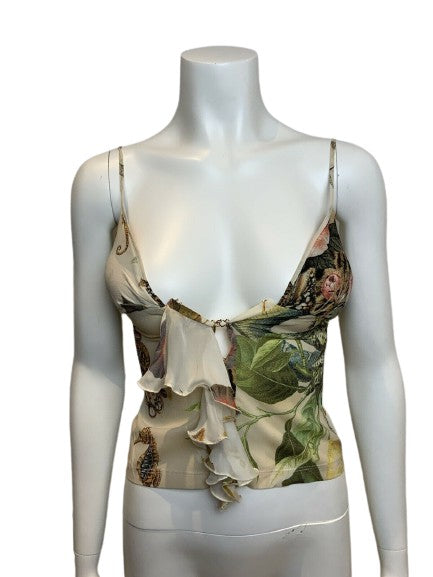 ROBERTO CAVALLI Printed 2005 Silk Tank Top T shirt Size XS ladies