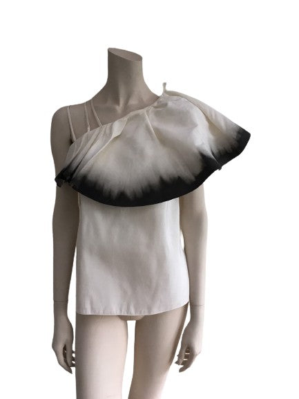 Vika Gazinskaya Monochrome dip-dye Ruffle Silk Top Size F 36 UK 10 US 6 Ladies