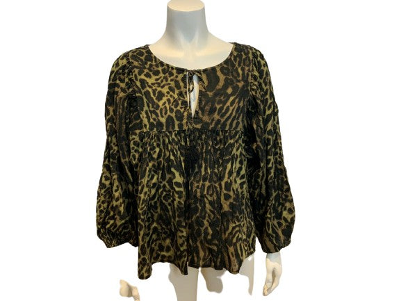 Denim & Supply Ralph Lauren Animal Printed Boho Blouse Top Peasant Size M Medium ladies