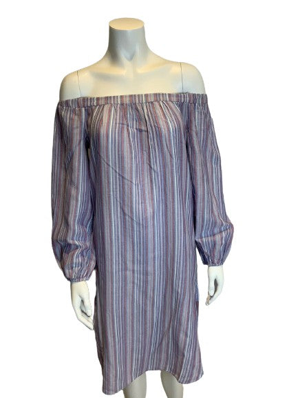 BCBG MAX AZRIA STRIPED OFF THE SHOULDERS DRESS SIZE XS Ladies