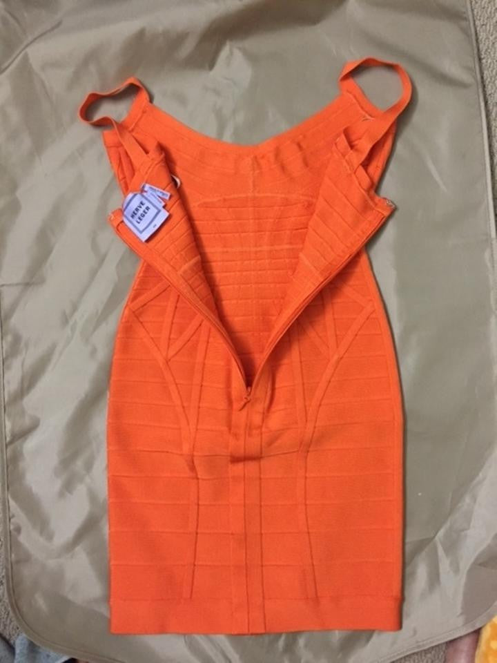 open lace back dress HERVE LEGER KOLLETE NOVELTY ESSENTIALS DRESS IN ORANGE SIZE L LARGE LA –  Afashionistastore