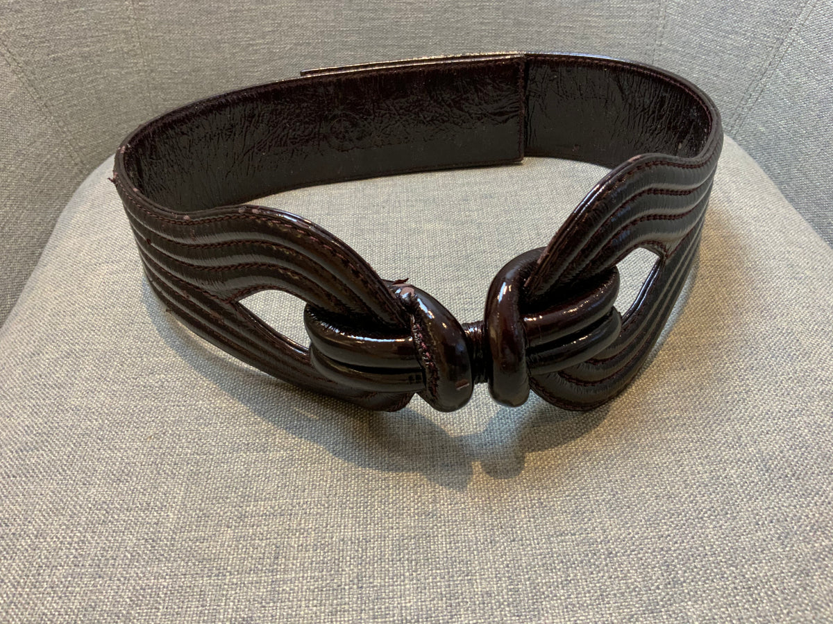 LARA BOHINC Women's Brown Lunar Eclpise Belt Patent Leather Size S Small ladies