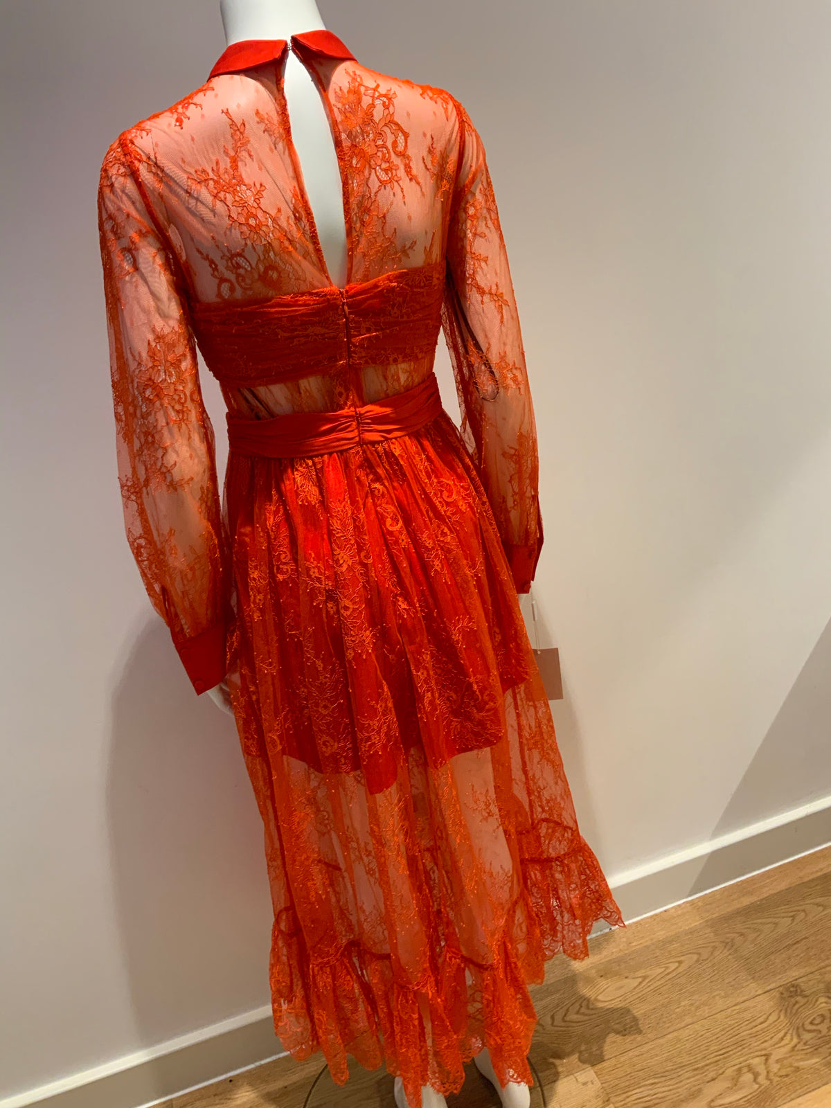 SELF-PORTRAIT sheer lace red ruffled dress 2020 Size UK 10 US 6 ladies