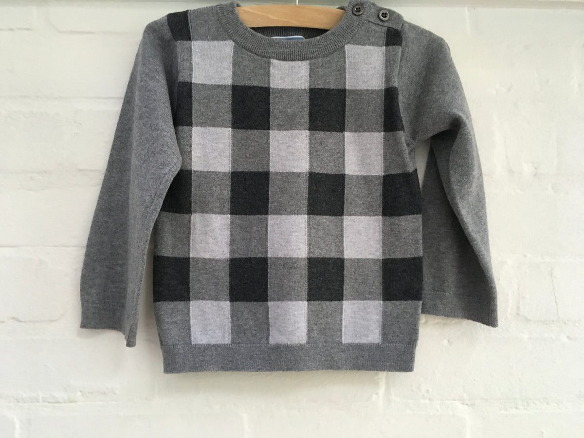 JACADI PARIS Boys' Checkered Knit Sweater Jumper 36 MONTH 89 cm Boys Children