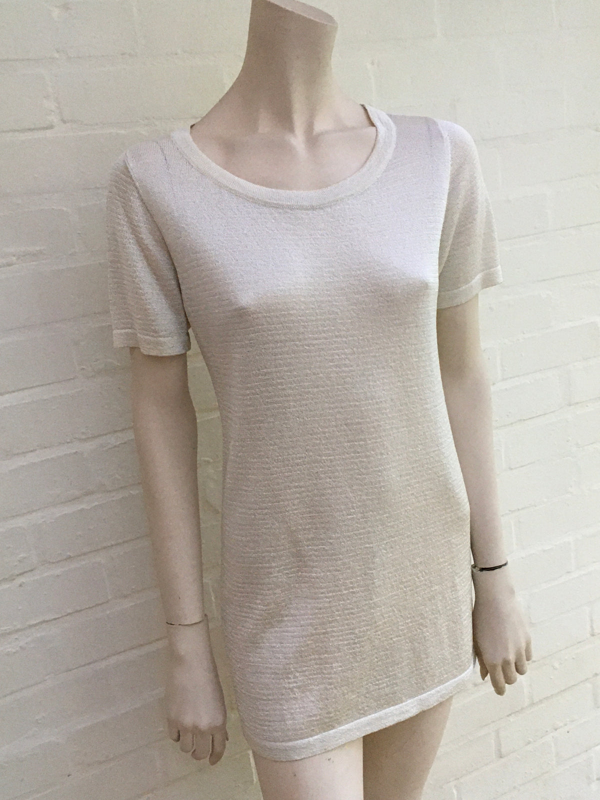 MISSONI White Lurex Thin Knit Top I 44 UK 12 US 8 L Large ladies