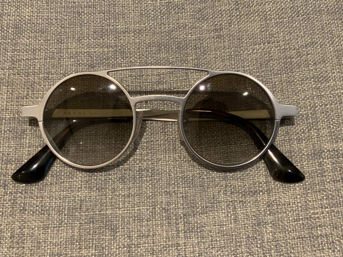 Prada Unisexe SPR 690 Sunglasses Matte Silver Round Lenses men