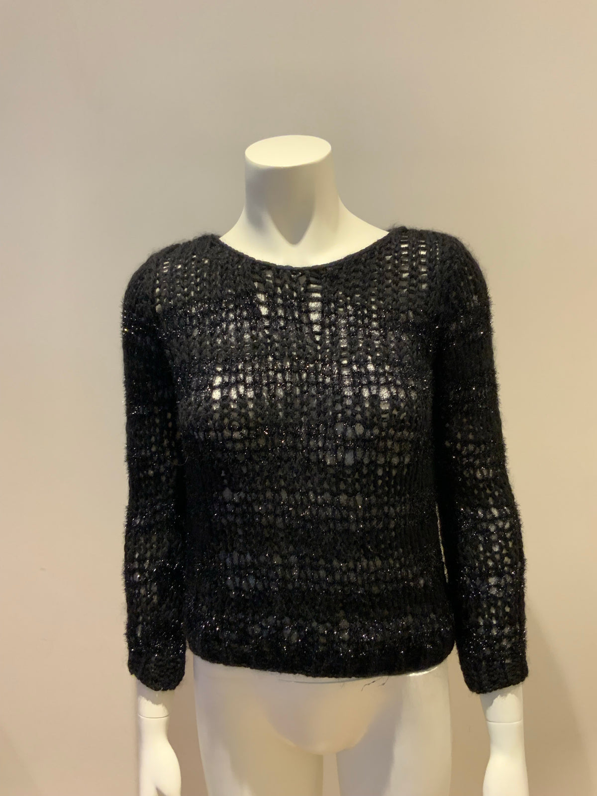 Saint Laurent Black Wool-Mohair open knit pullover sweater SOLD OUT Size S small ladies