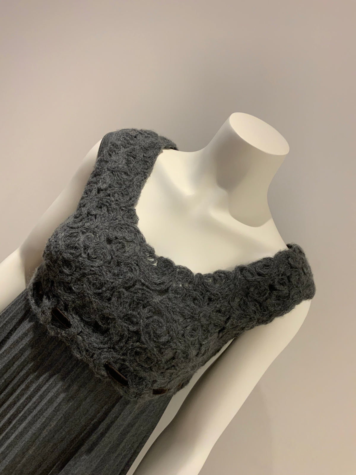 MAX&Co. by Max Mara wool-blend Grey Pleated Mini Dress Size S small ladies
