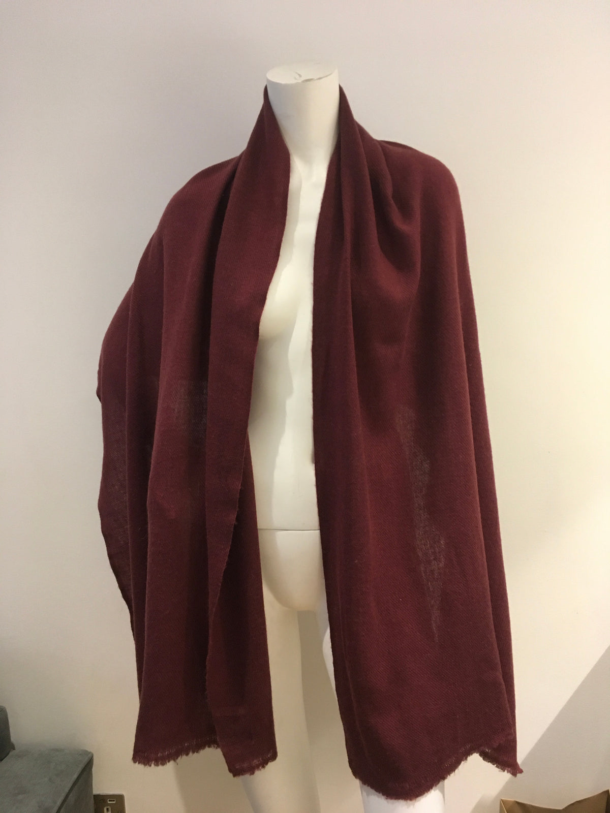 Real Pashmina Hand made in India Burgundy Cozy Scarf Shawl ladies