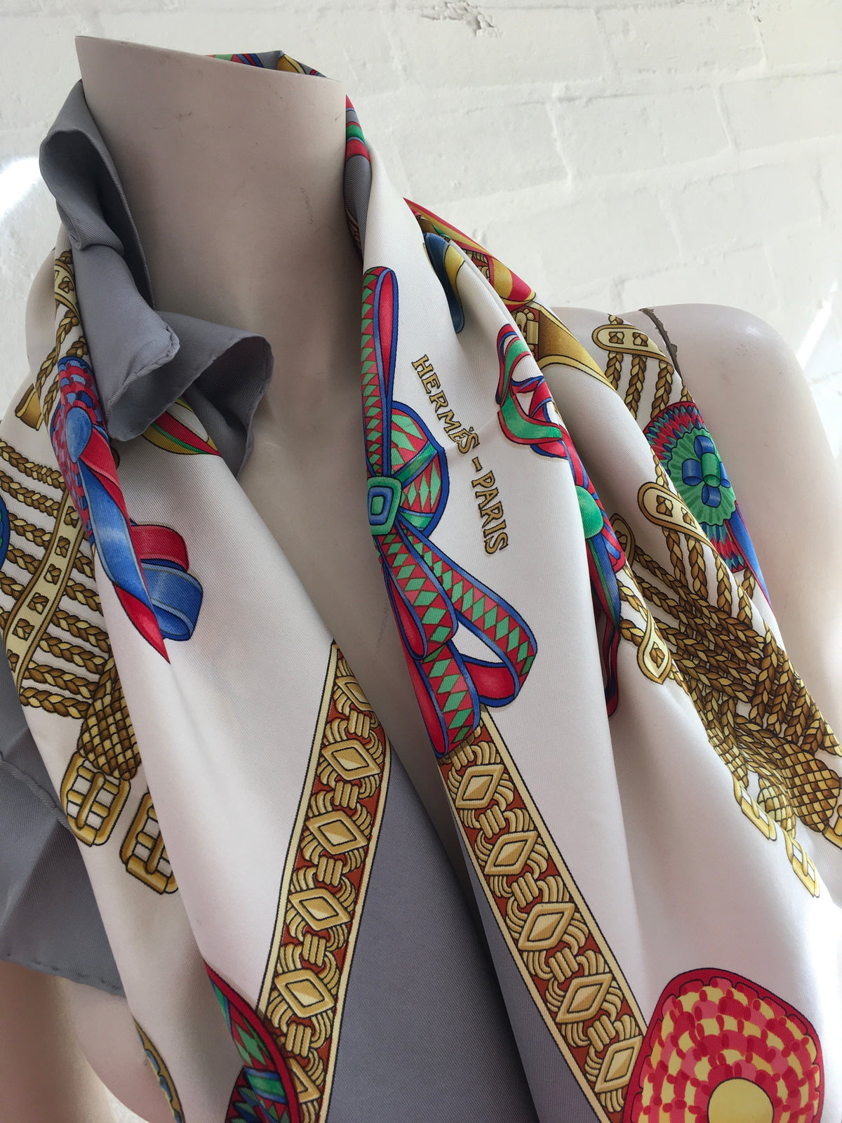 Hermès HERMES SCARF Les Rubans du Cheval Silk Scarf Created By Joachim Metz 1993 Ladies