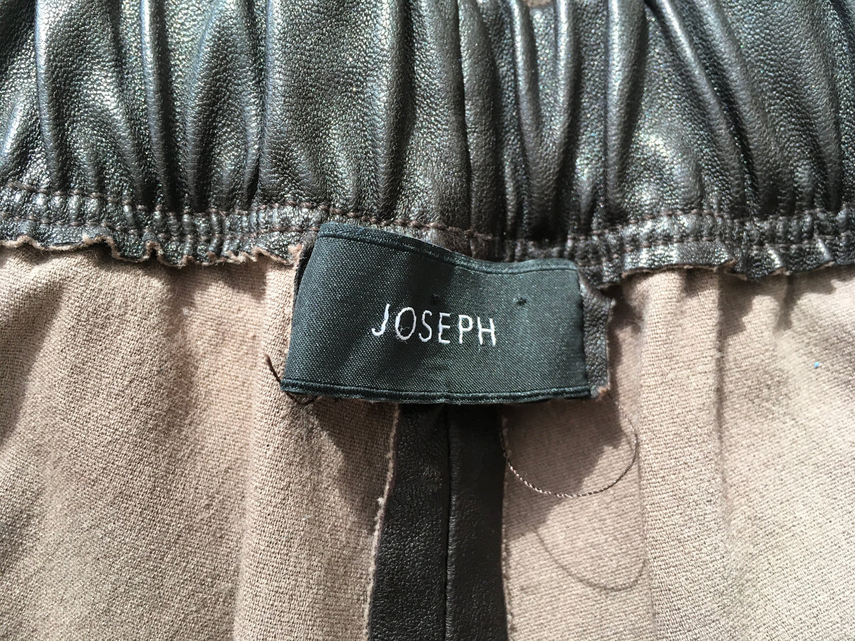 JOSEPH Choco Brown Stretch Leather Legging Pants Trousers Size F 38 ladies