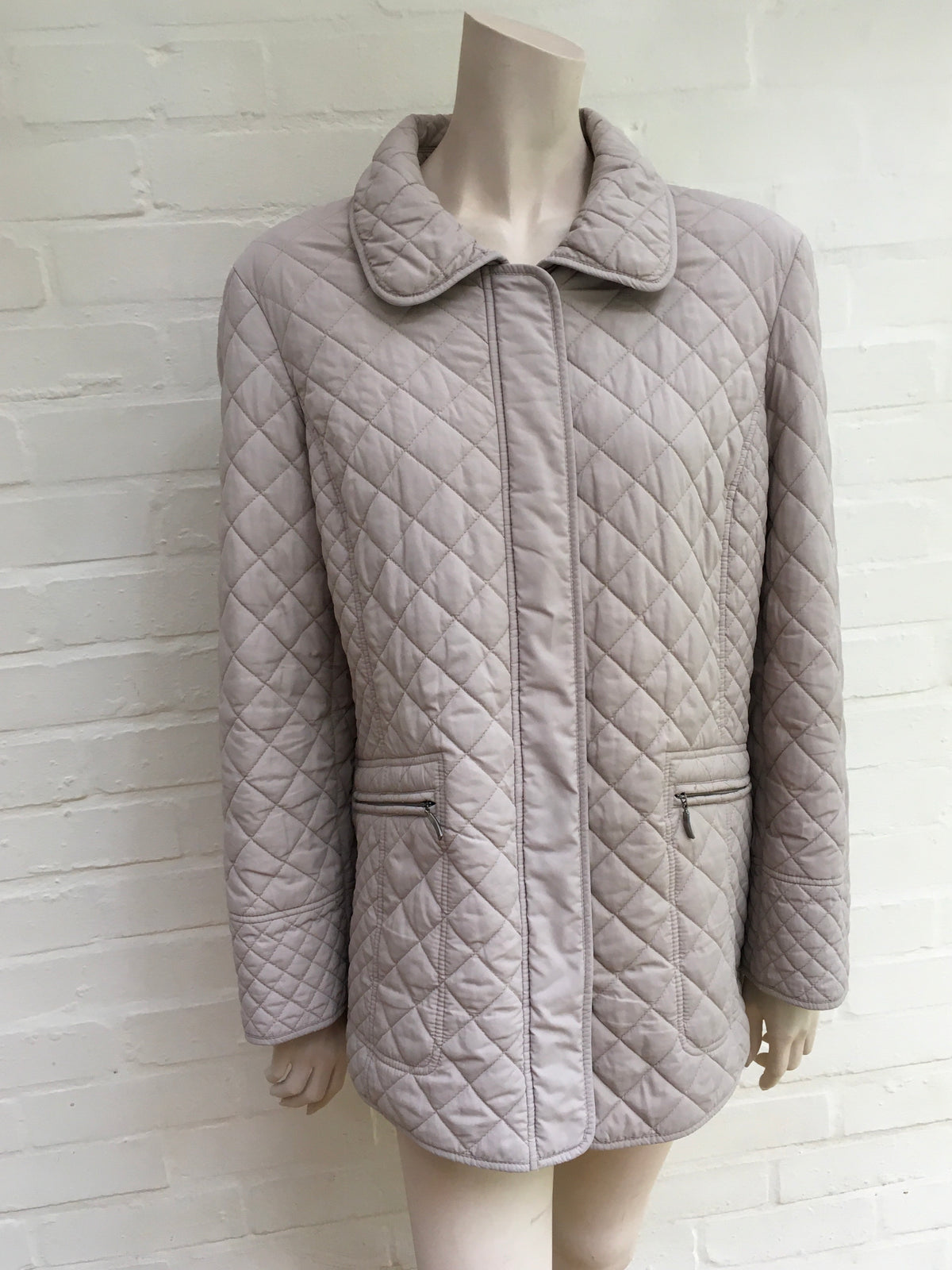 WINDSMOOR Cream Classic Collar Criss Cross Quilted Short Jacket Size L Large ladies