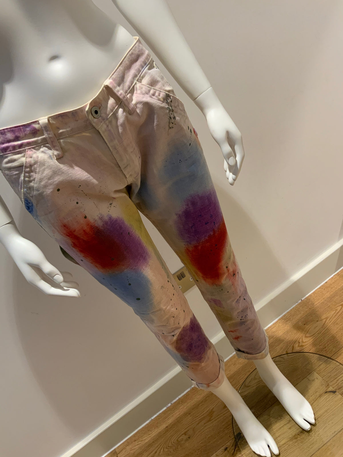 Ralph Lauren Blue Label Skinny Paint Splatter Jeans Denim Pants Trousers Sz 28 ladies