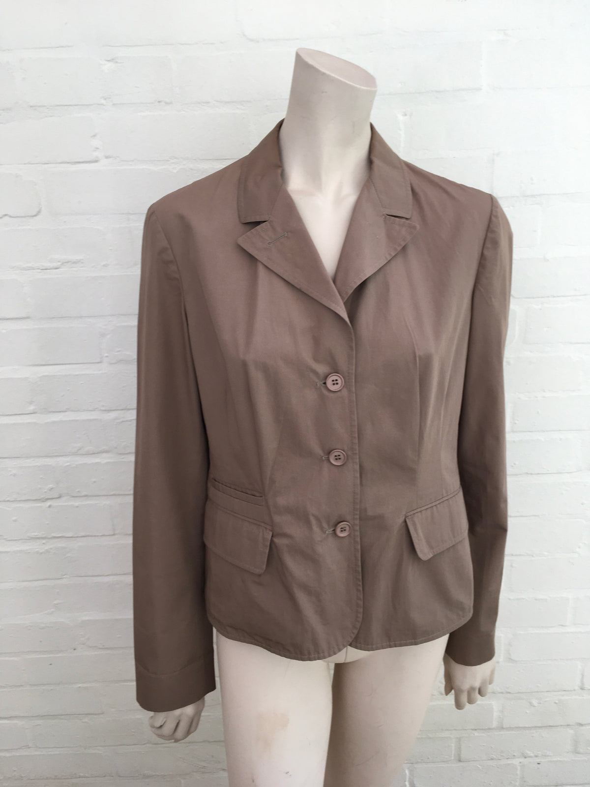 MIU MIU COTTON BEIGE BLAZER JACKET SIZE I 46 ladies