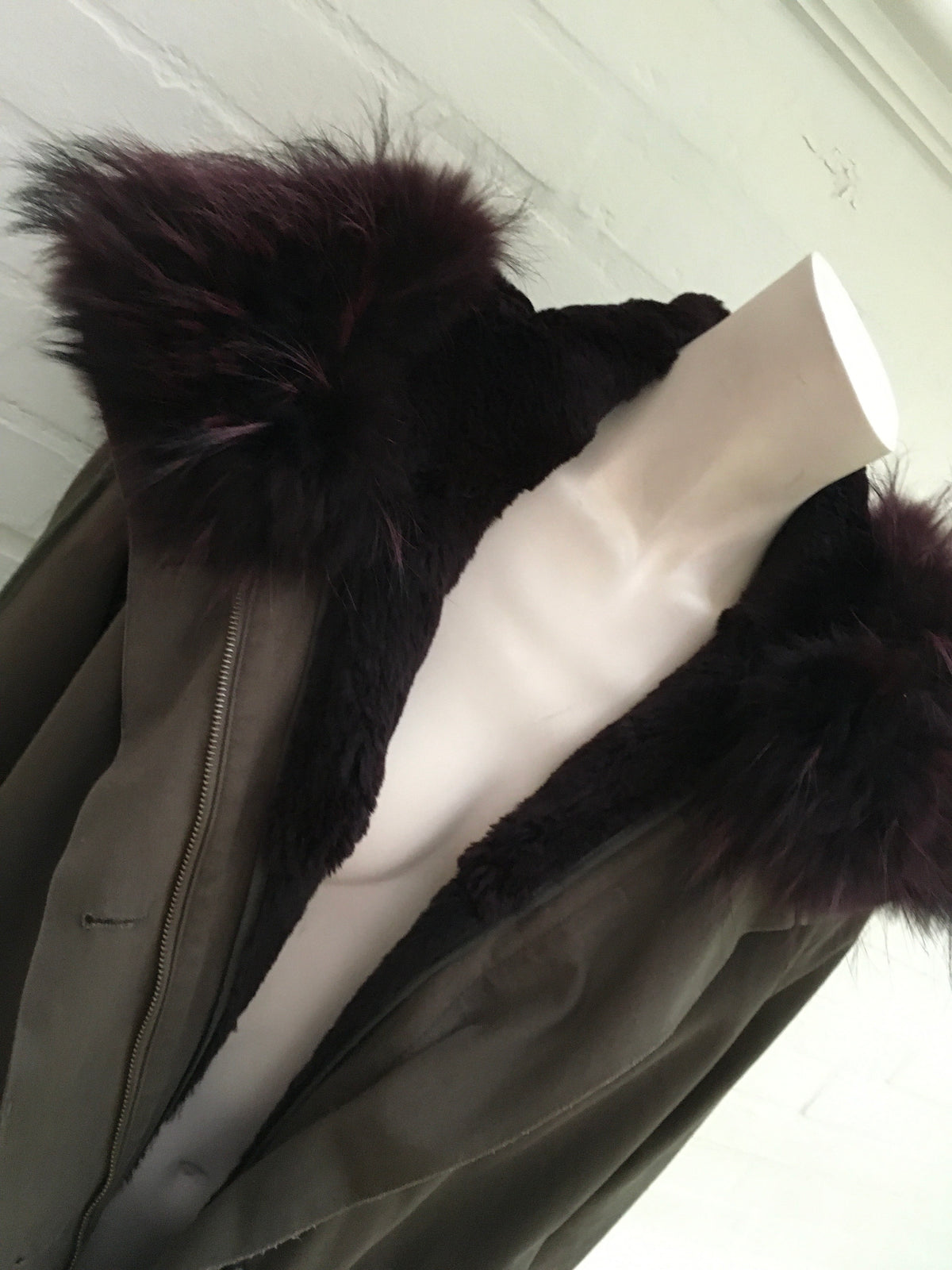 Yves Salomon Army Collection natural raccoon rabbit fur short jacket Sz F 34 XS Ladies