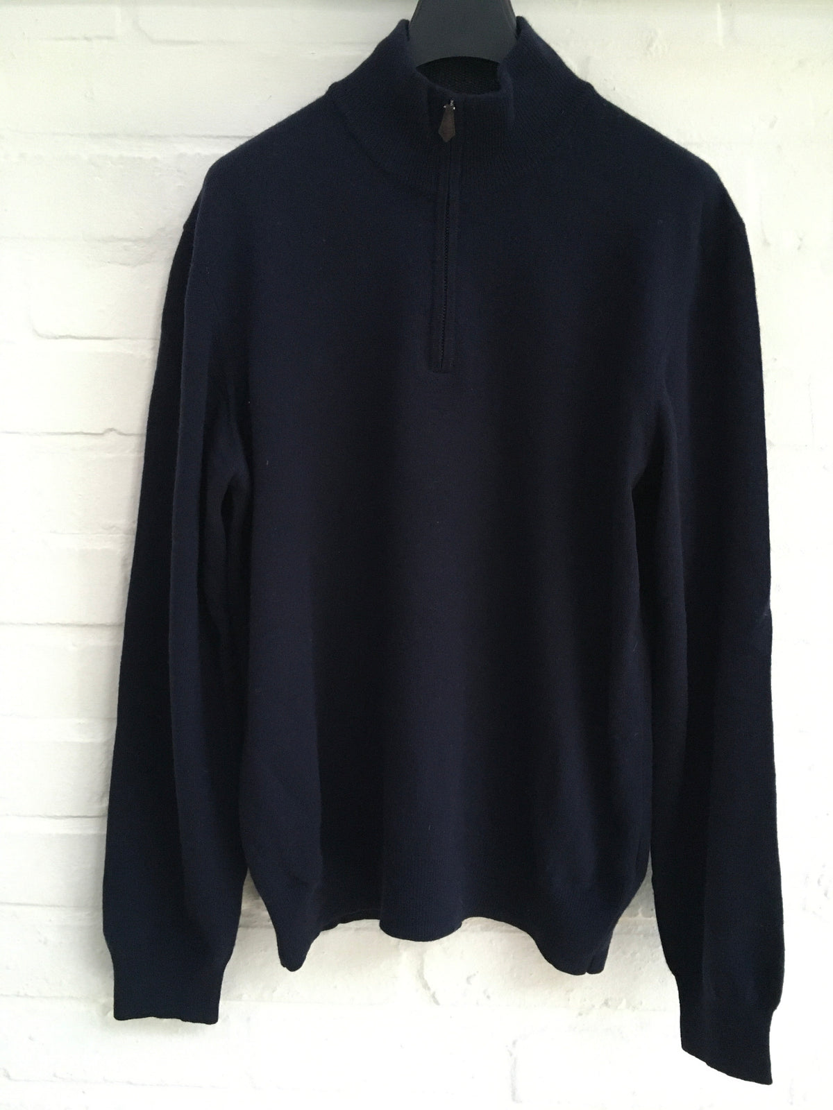 HACKETT LONDON NAVY CASHMERE WOOL KNIT HALF ZIP SWEATER JUMPER M MEDIUM Men