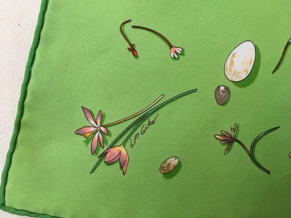 Hermès HERMES Fleurs et Plumes Silk Carre42 Petit Carre Pocket Square Scarf Ladies