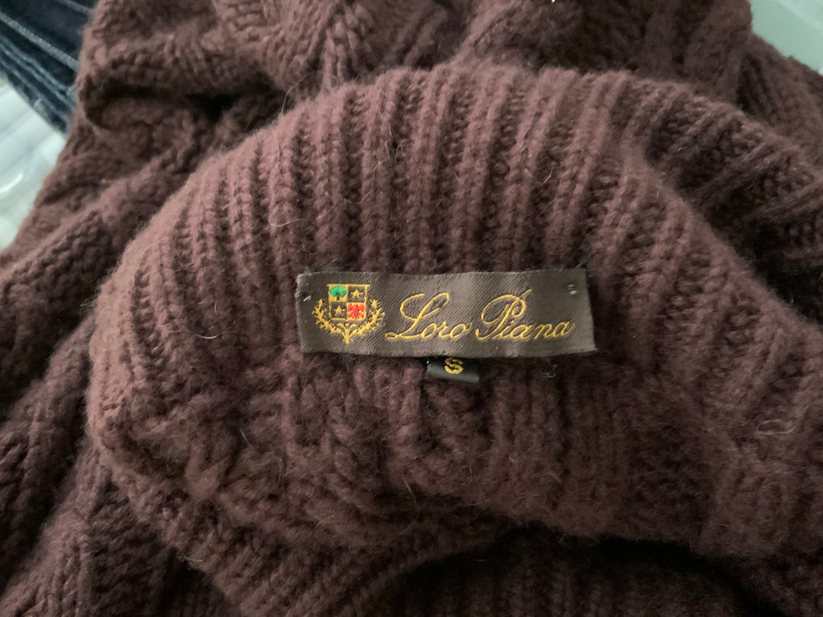 Loro Piana Ladies CASHMERE Cable Knit Turtlneck Poncho Size S Small ladies