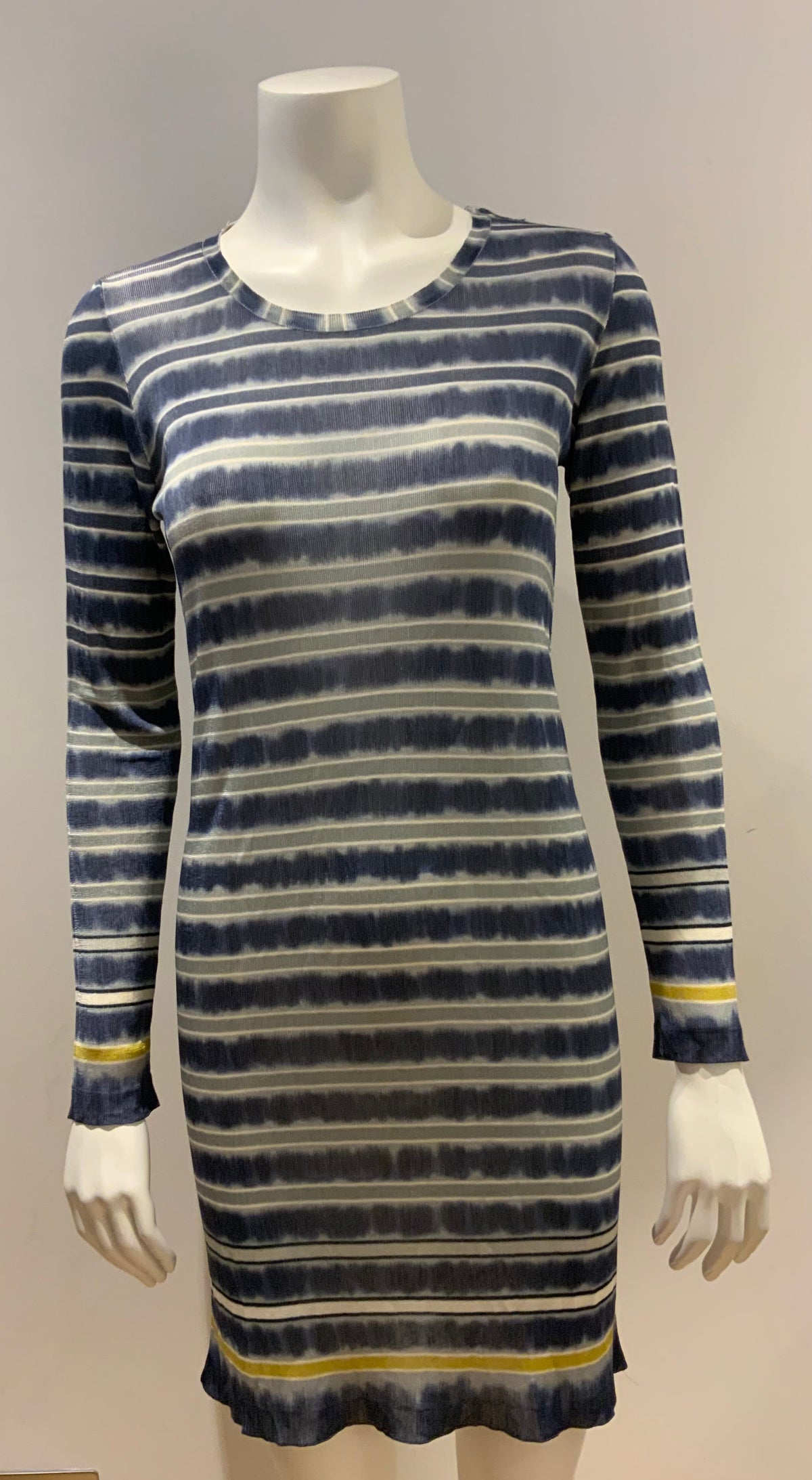 PRINGLE of Scotland TIE DYE STRIPE VISCOSE LONG SLEEVE KNIT DRESS SIZE S SMALL ladies