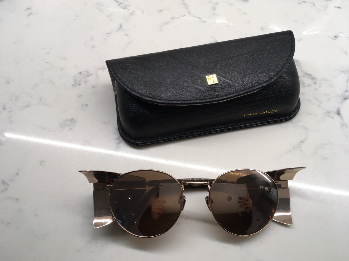 LINDA FARROW LFL300 REAL ROSE GOLD PLATED PYTHON SNAKESKIN SUNGLASSES LIMITED ladies