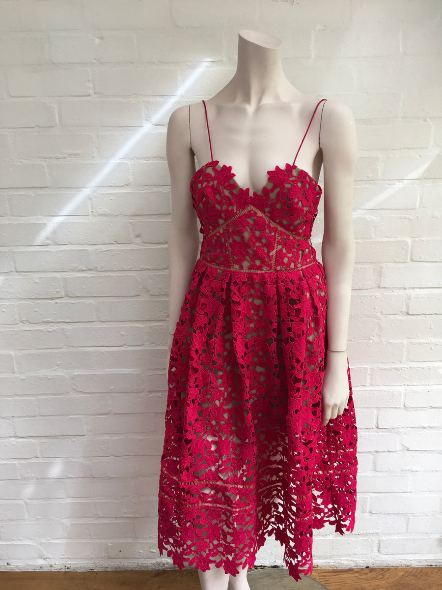 strapless open back dress Self Portrait Azaelea Red Heavy Lace Midi Dress SIZE UK 10 US 6 Ladies –  Afashionistastore