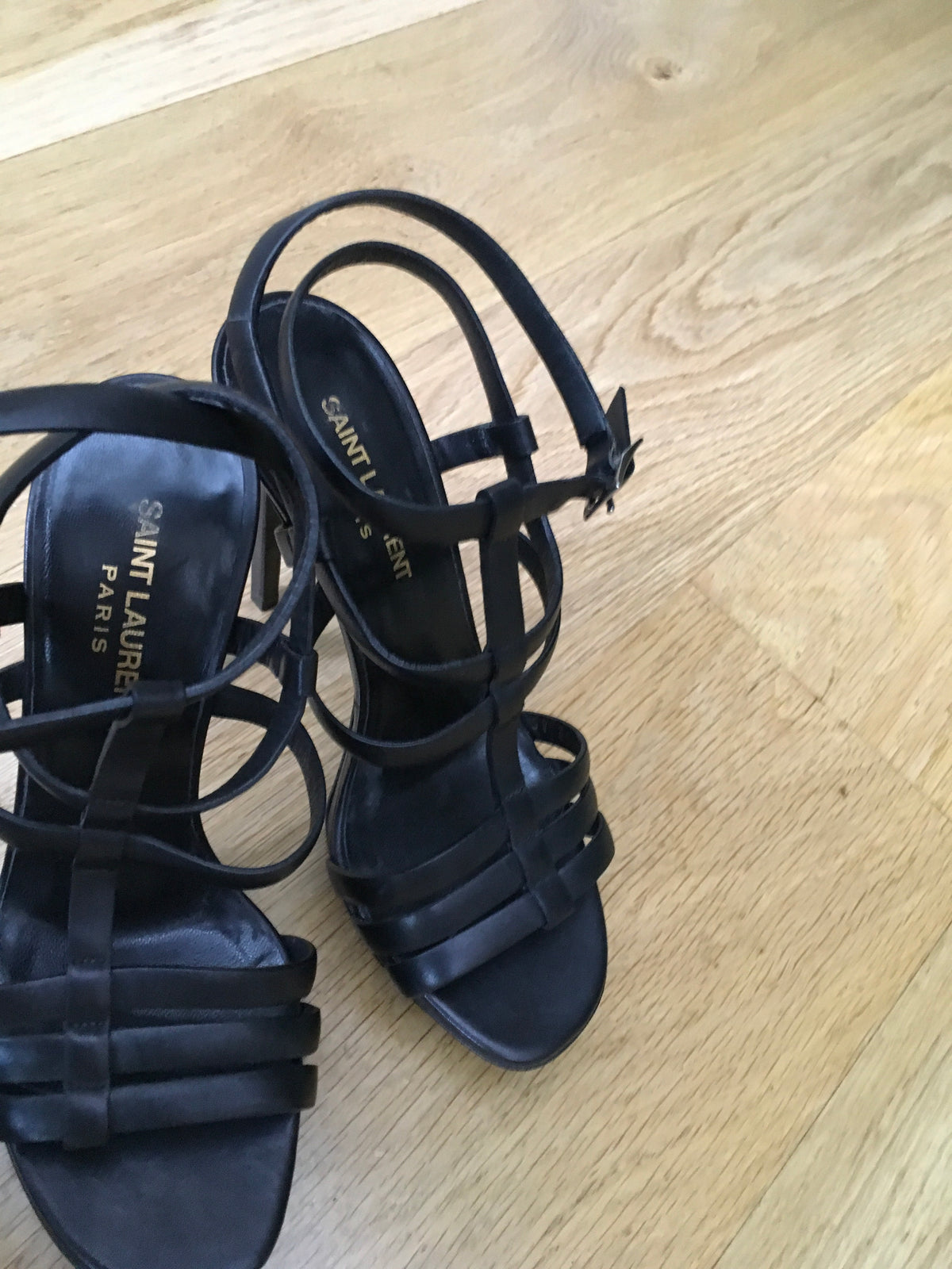 SAINT LAURENT YVES SAINT LAURENT YSL Cage leather platform sandals Ladies