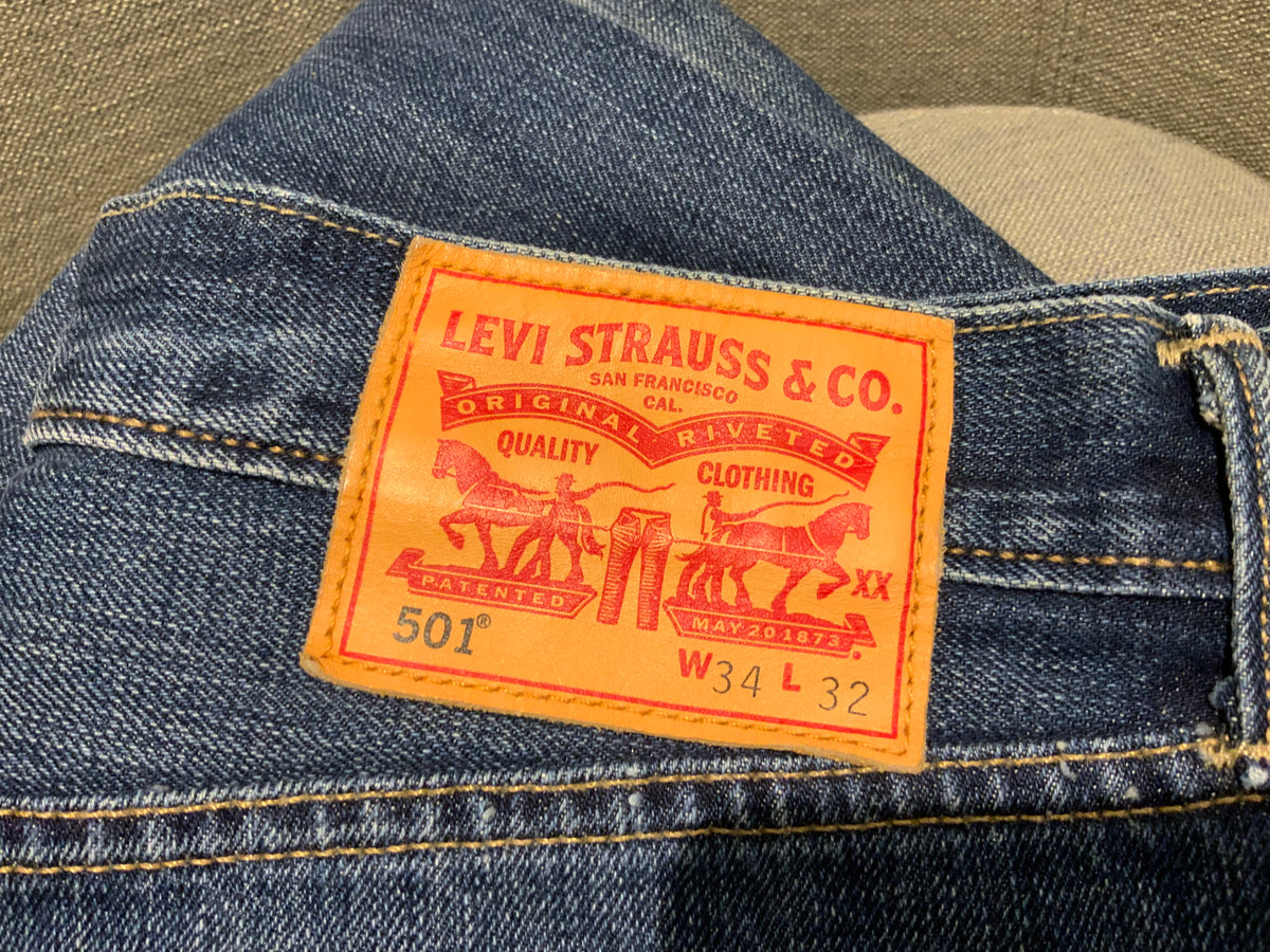 LEVIS 501 BLUE STRAIGHT FIT DENIM MENS JEANS W34 L32 men