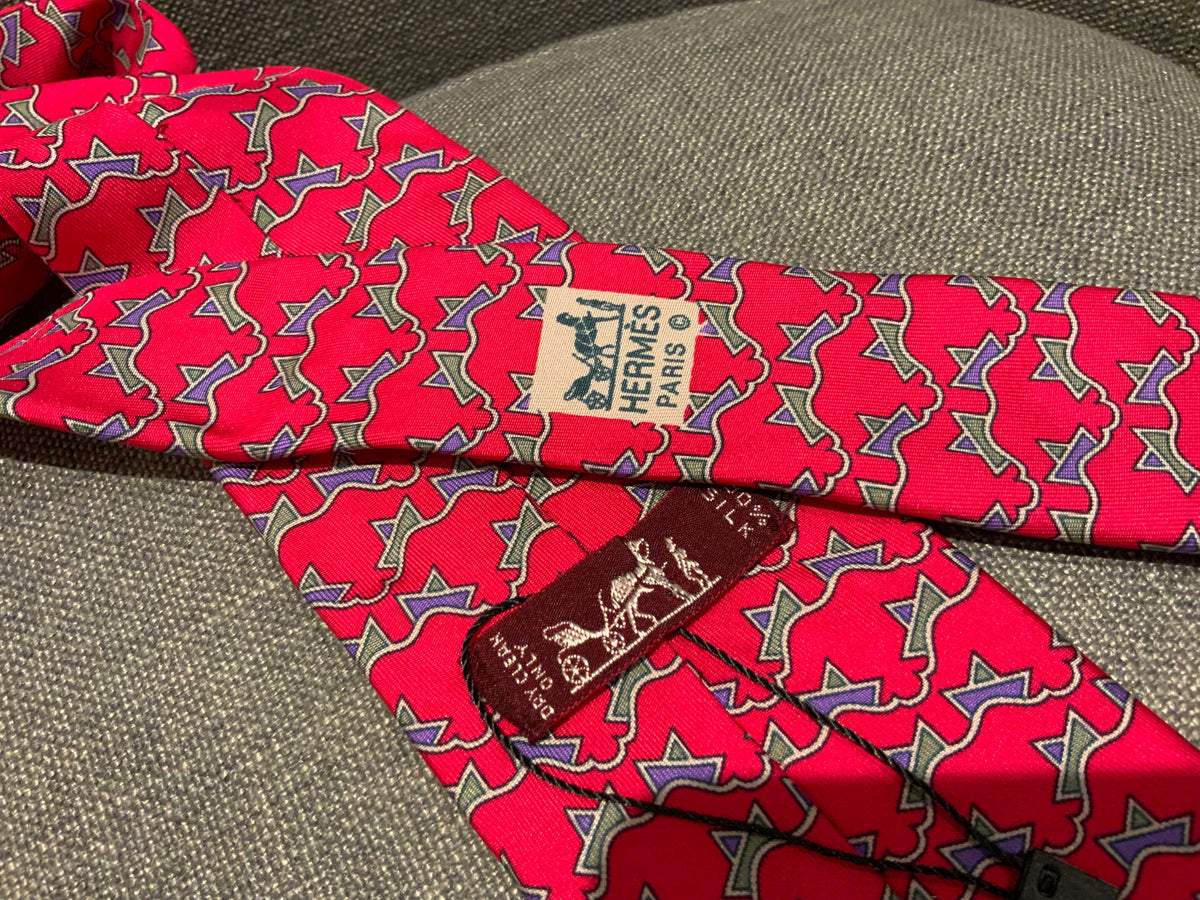 Hermès HERMES Paris Silk 7254 MA Men's 100% Silk Necktie FRANCE Luxury BOATS men