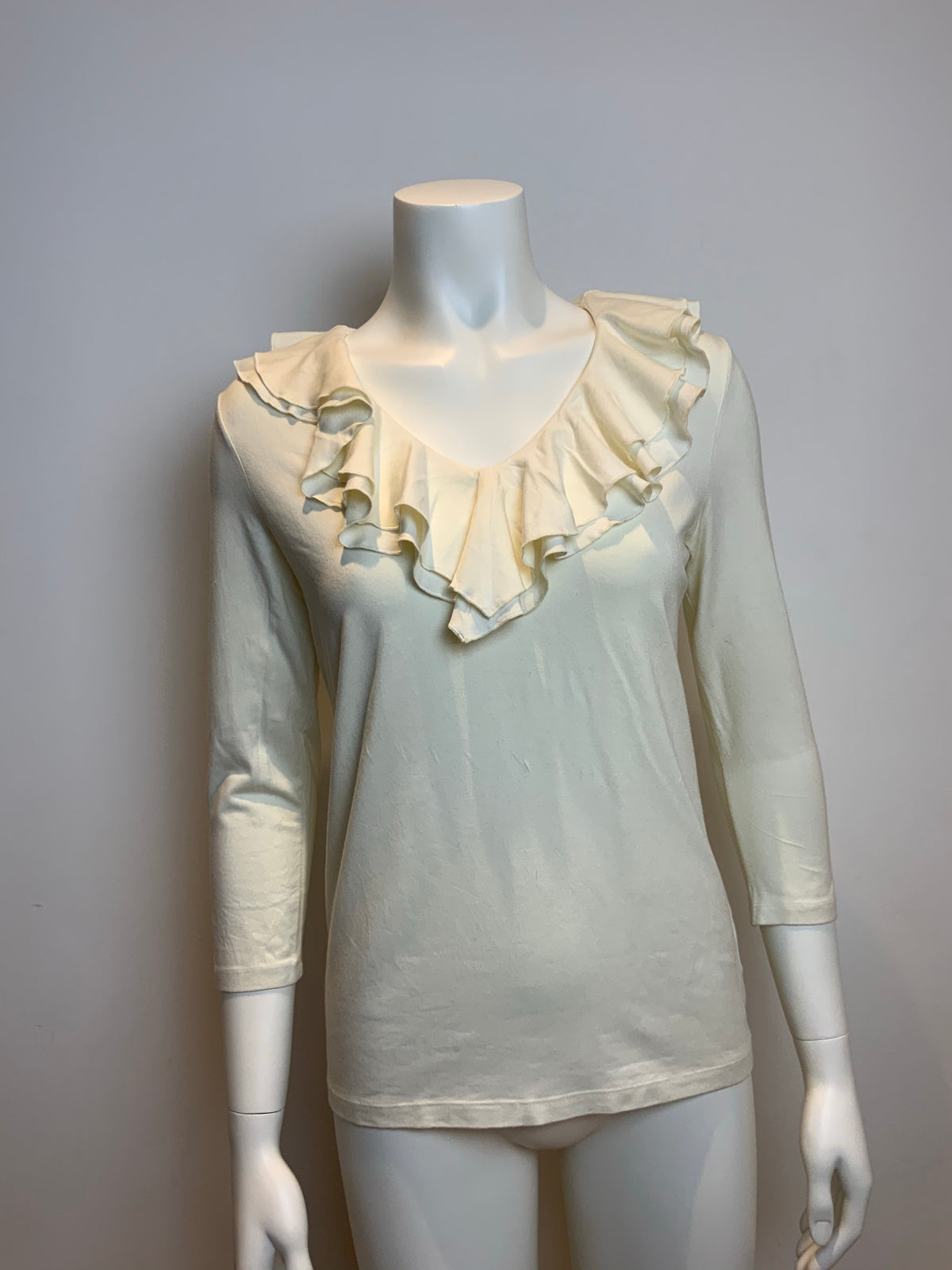Lauren Ralph Lauren Ruffle front top with 3/4 sleeve top Size M medium ladies