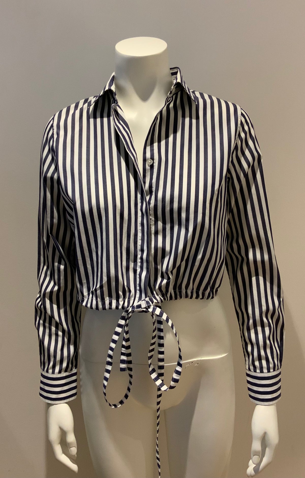Carolina Herrera CH Cropped Tie Cotton Shirt Size XS ladies