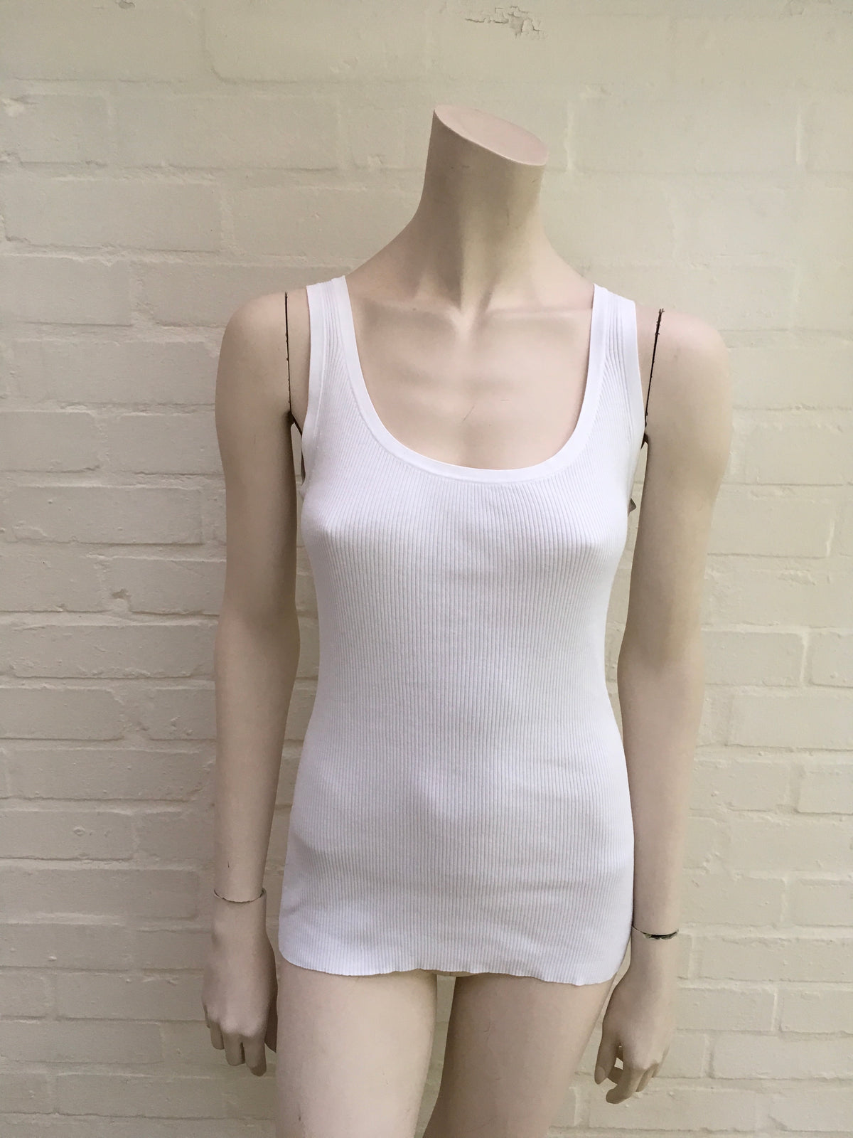 Michael Kors White Basic Tank Top Slim Fit TOP Size S Small