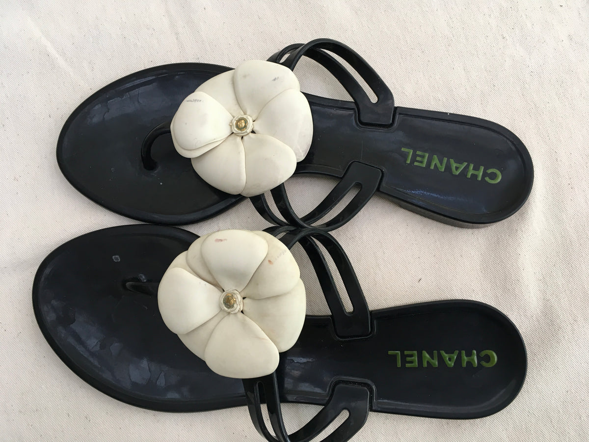 CHANEL Summer Camellia Slide Sandals Thong SIZE 37 UK 4 US 7 ladies
