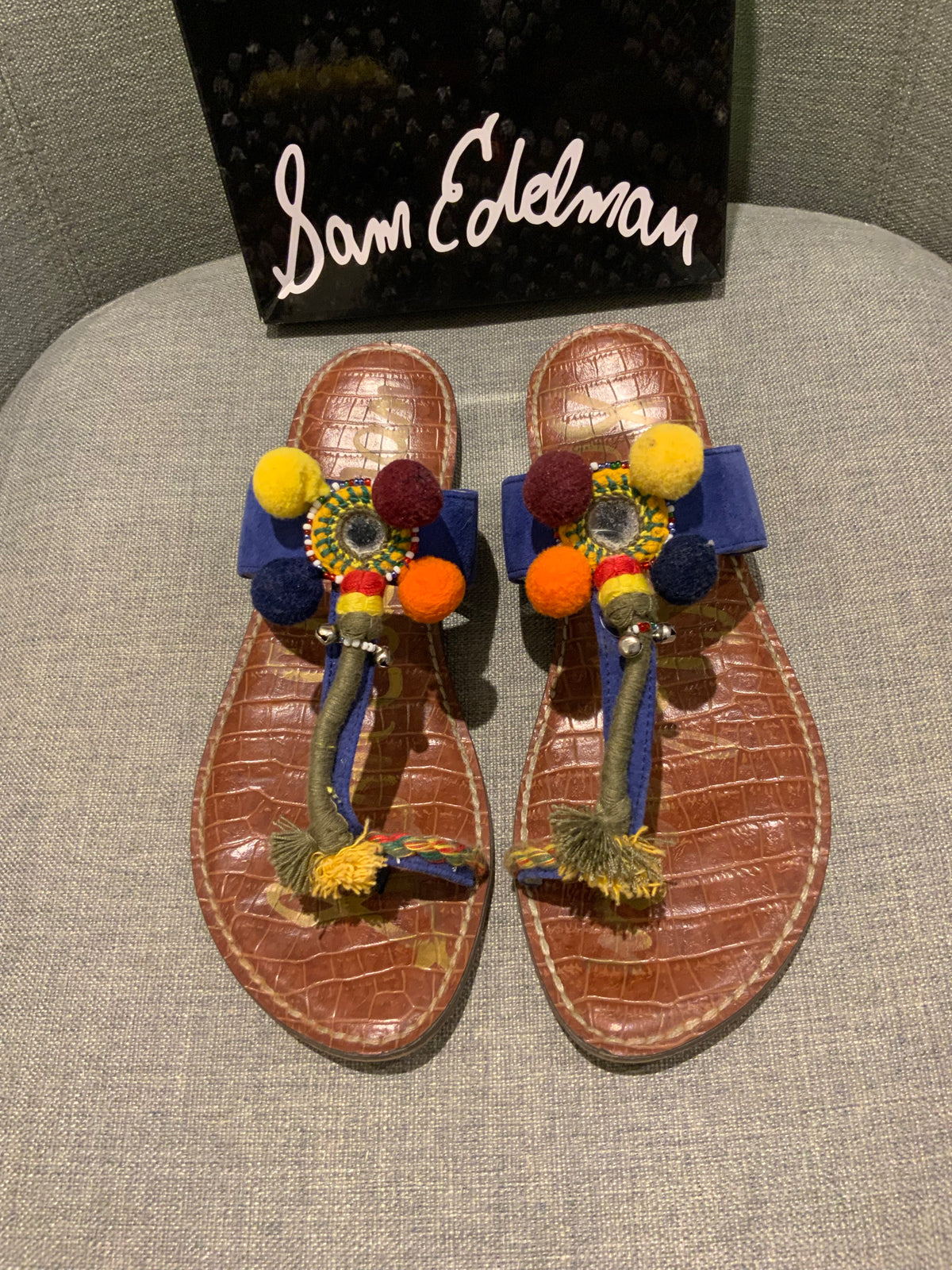 Sam Edelman Gemina Toe-Ring suede leather sandals Size 9 UK 6 39 ladies