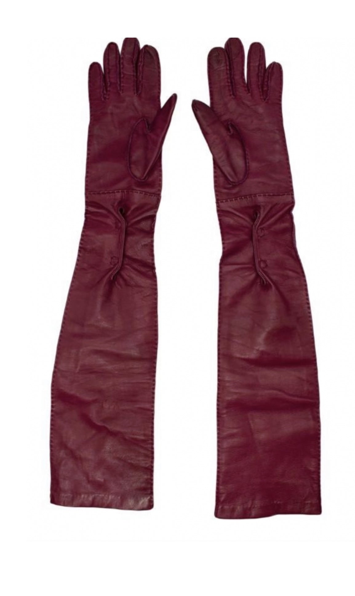 Prada Cerise Buttery Nappa Leather Long Gloves ladies