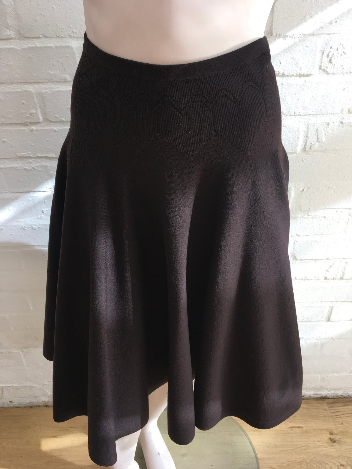 AZZEDINE ALAÏA ALAIA BROWN KNITTED WOOL SKIRT SIZE S SMALL ladies