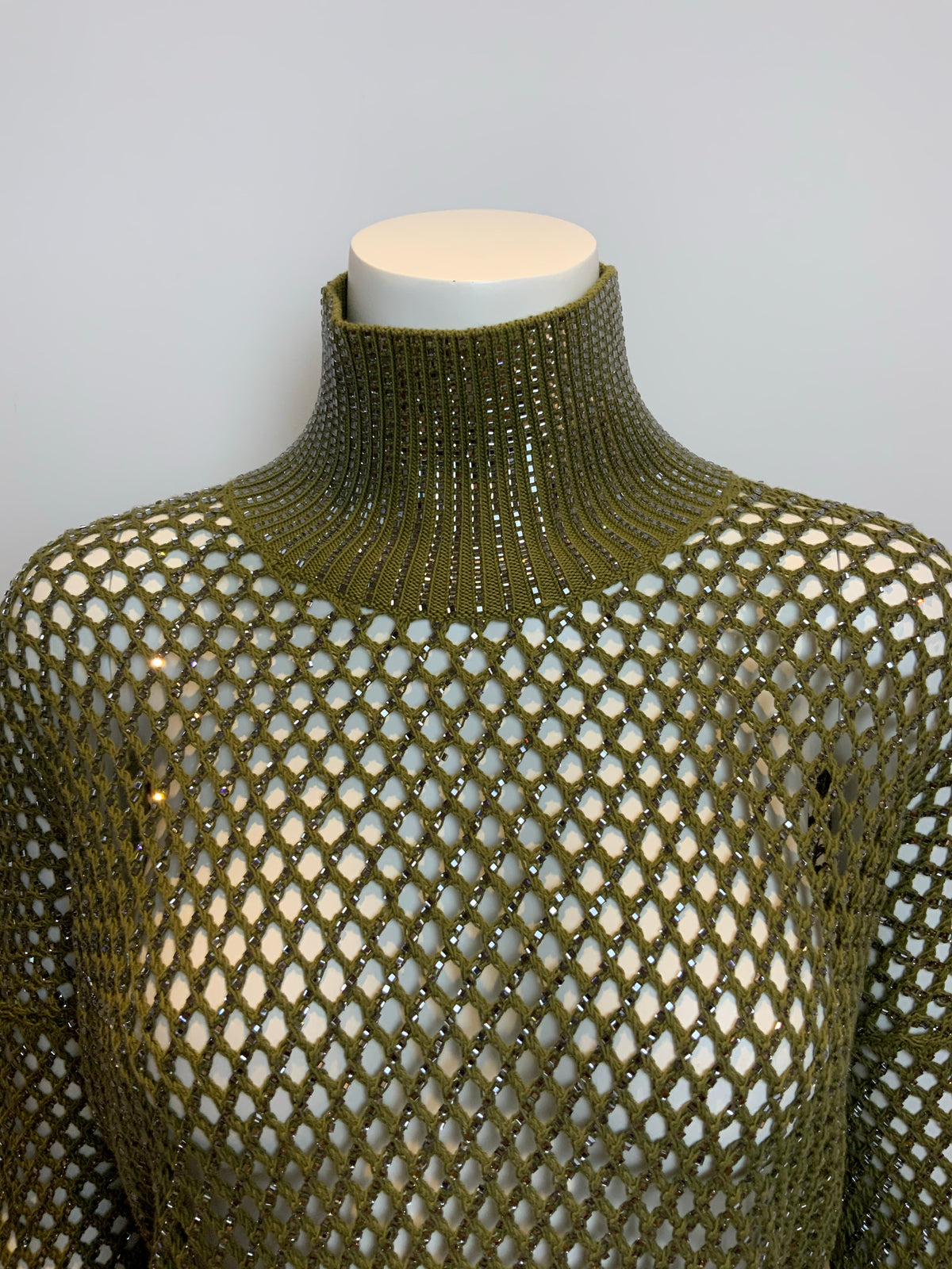 Ermanno Scervino Crystal embellished open knit Turtleneck Size I 38 UK 6 US 2 XS ladies