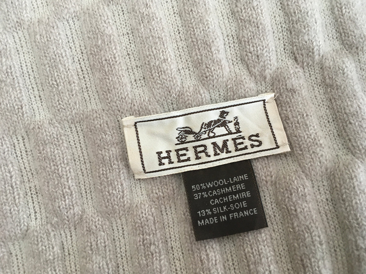 Hermès HERMES Wool Cashmere Silk Knit Shawl Scarf large Unisexe MEN