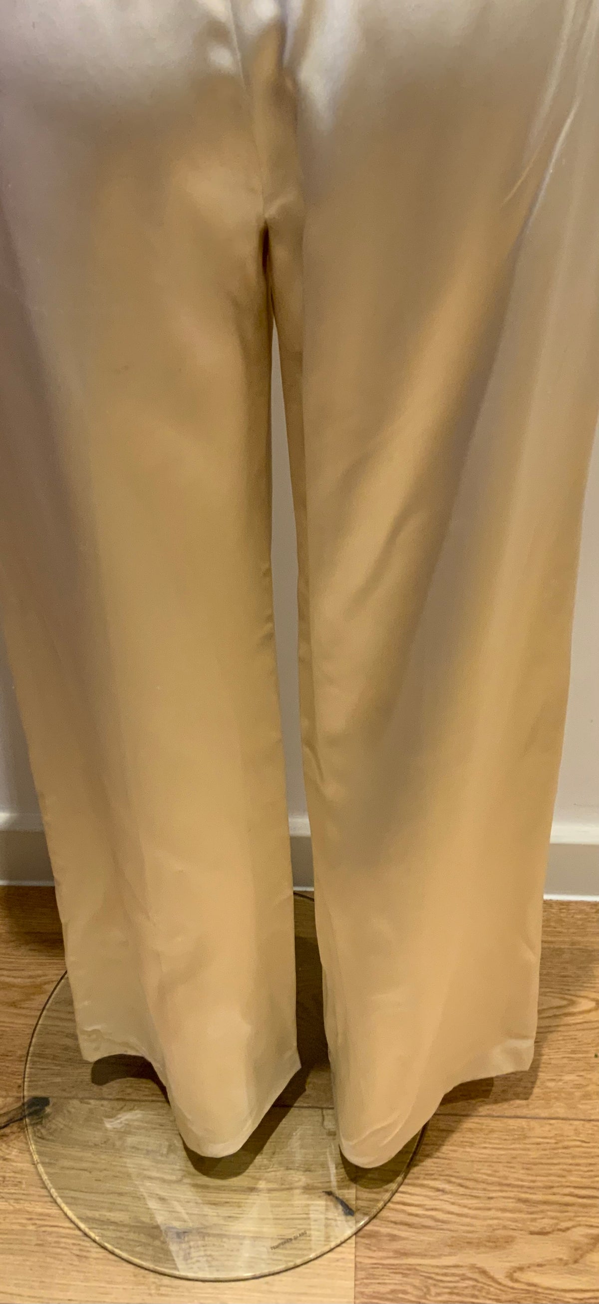 Ralph Lauren Black Label Silk Champagne Belted Pants Trousers Size S small ladies