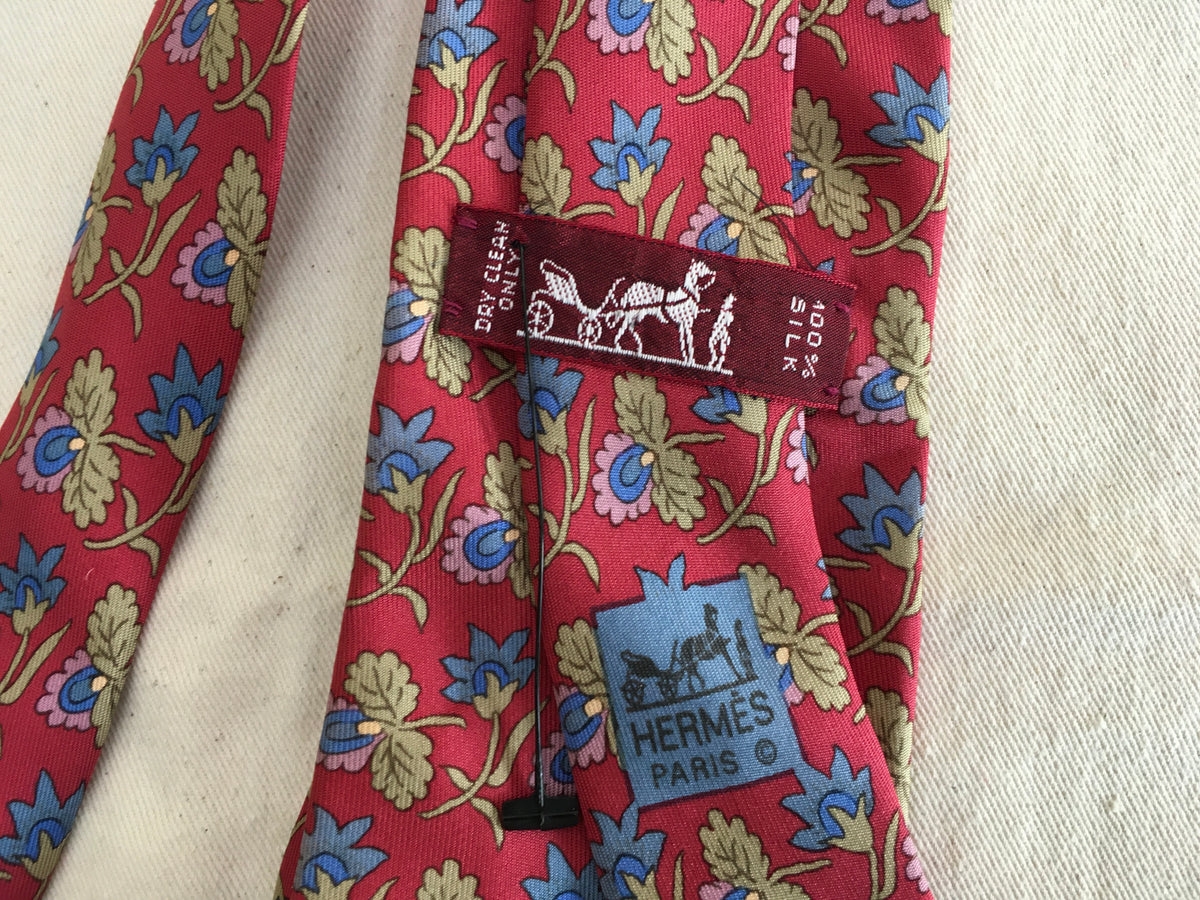 Hermès HERMES Paris Silk FLORAL Print Tie 7259 MA 100% AUTHENTIC Men