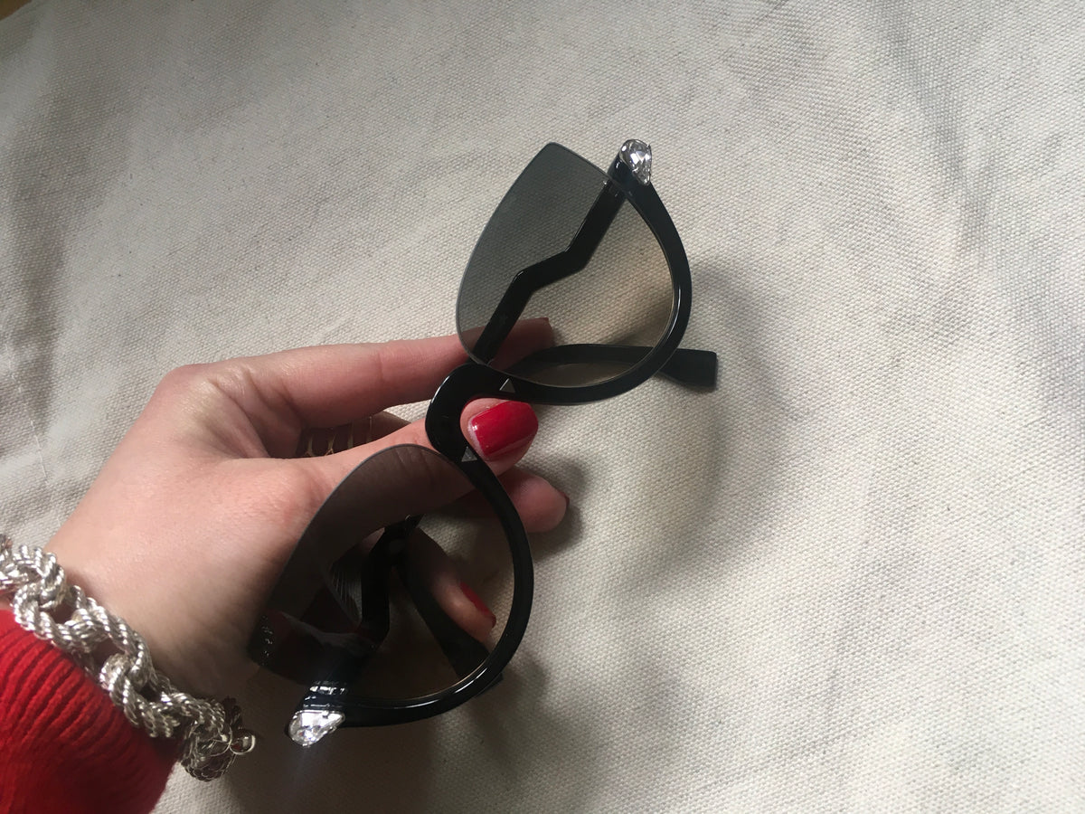 Fendi crystal blink half rim sunglasses Ladies
