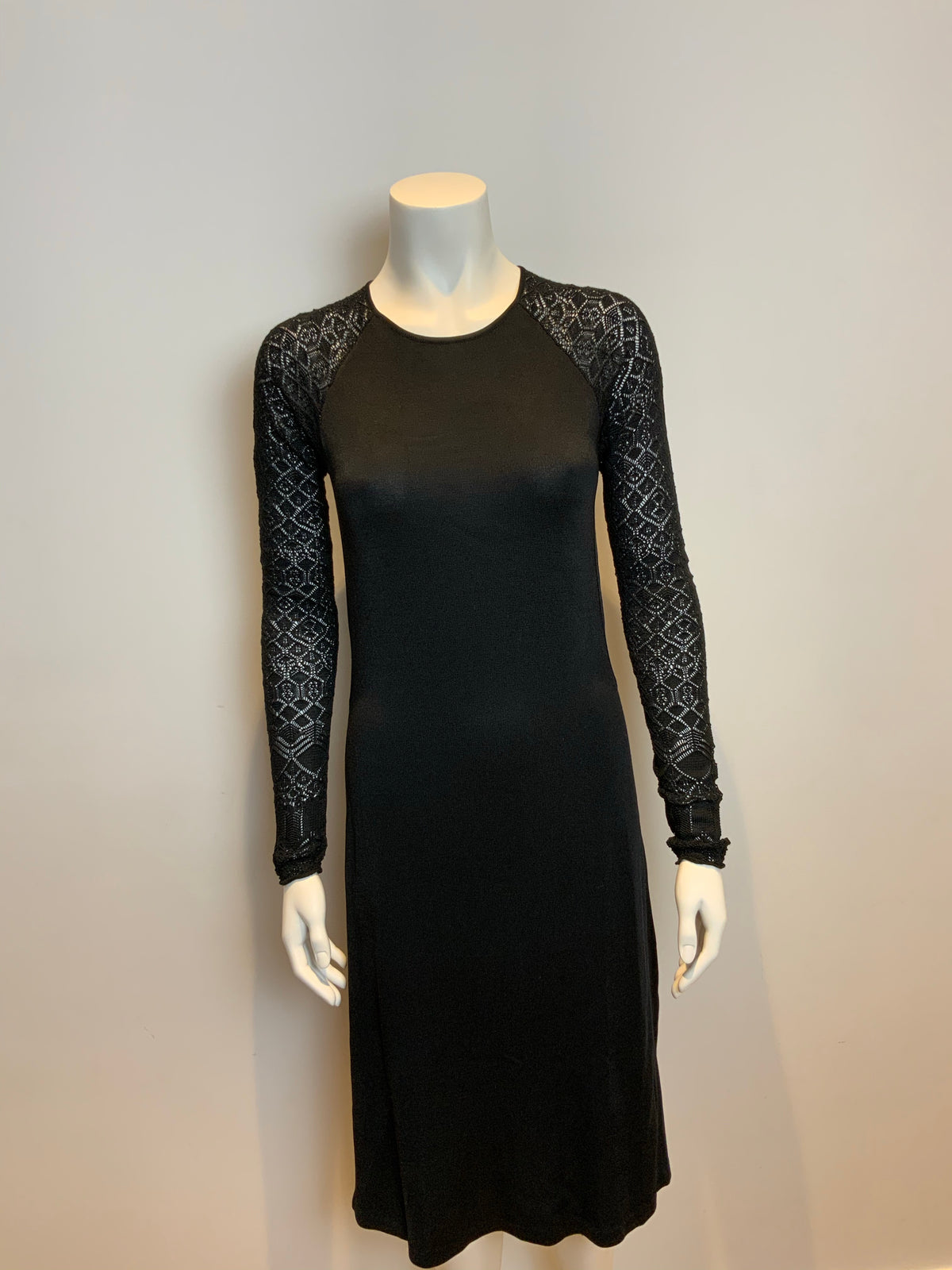 RALPH LAUREN BLACK LABEL CHROCKET SLEEVES MIDI DRESS SIZE L LARGE ladies