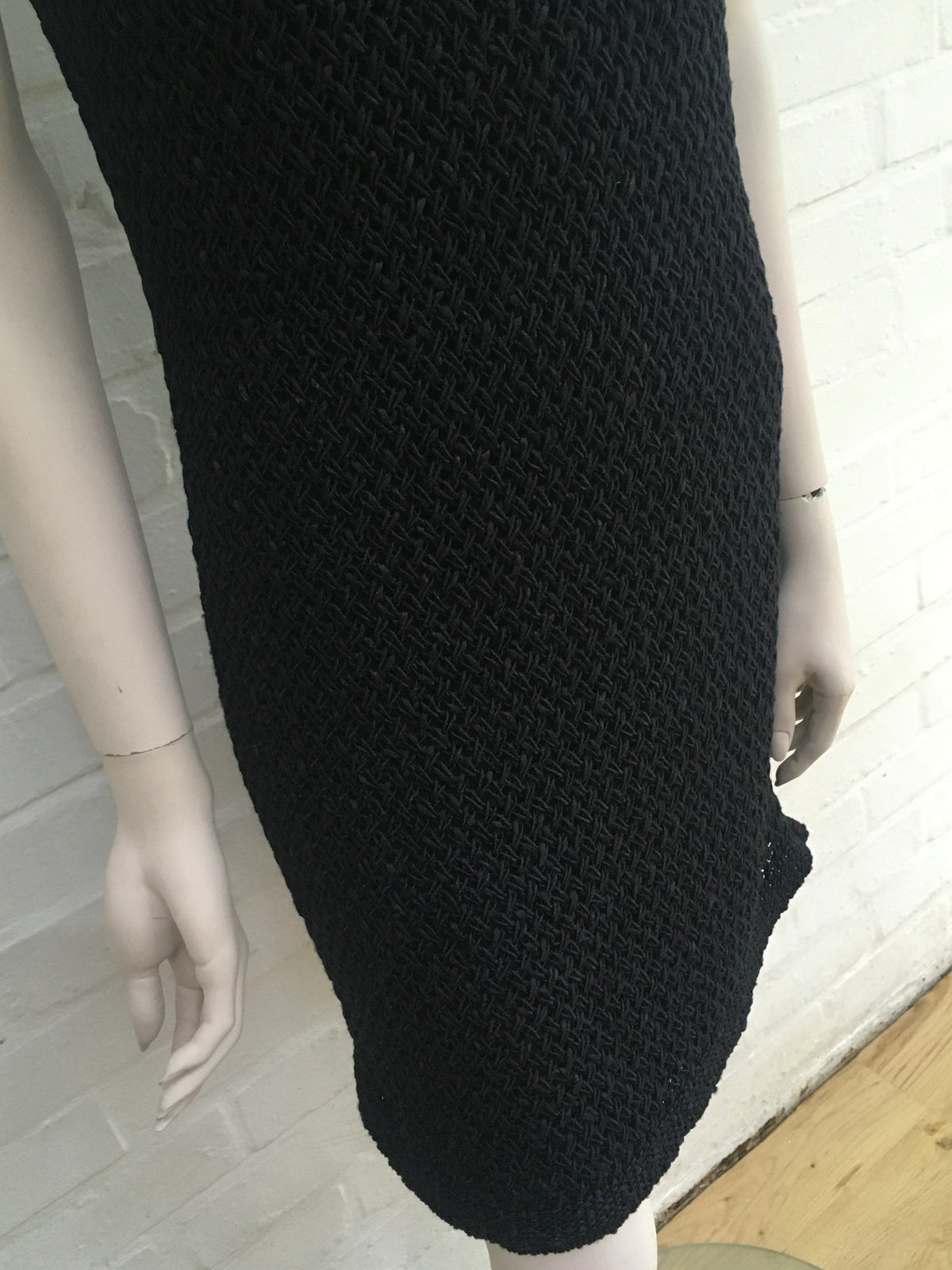 Chanel Black Cotton Crochet Knit Dress SZ F 40 UK 12 US 8 RARE ladies