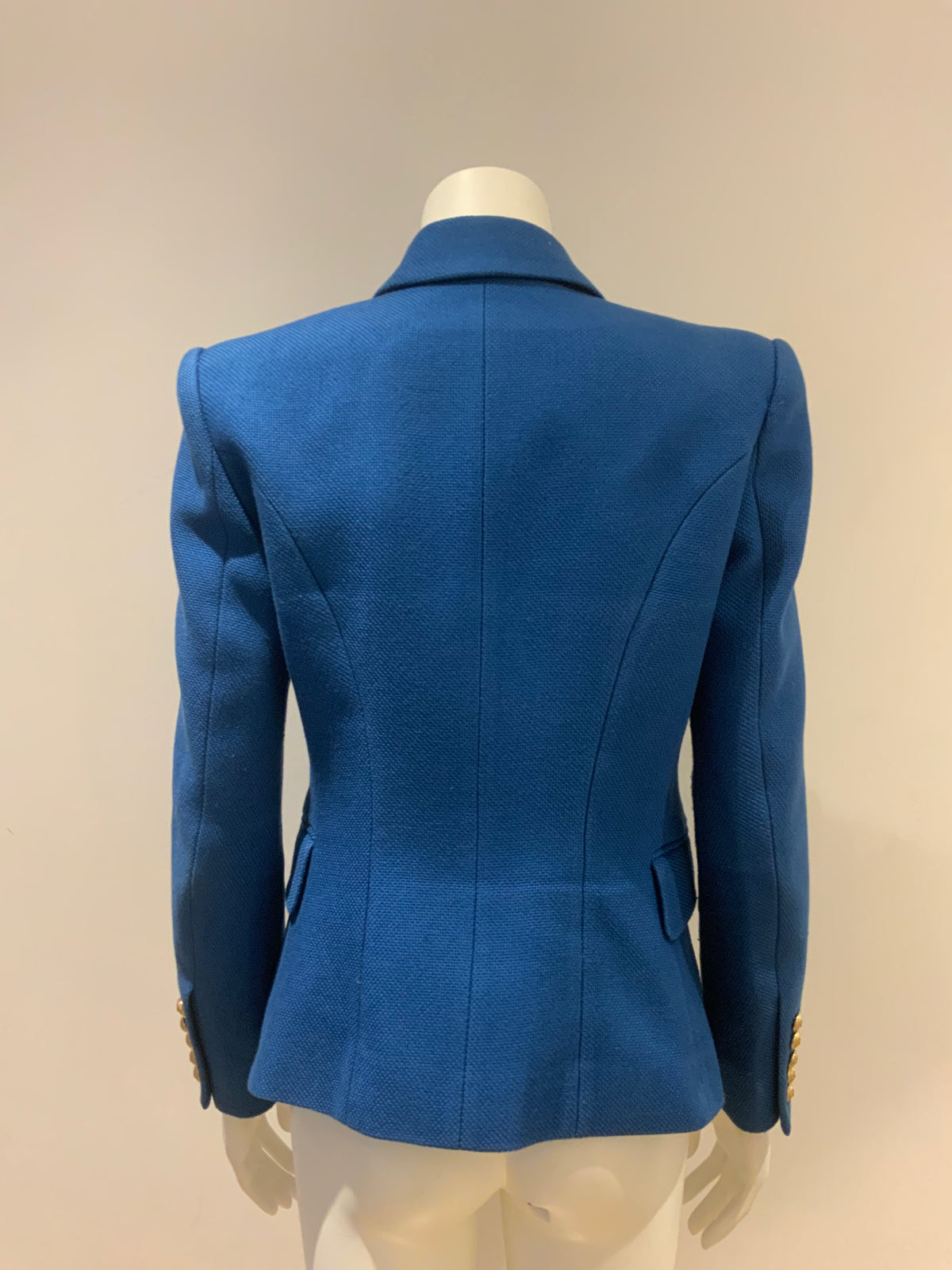 Balmain double breasted tweed blue blazer jacket F 42 UK 14 US10 ladies