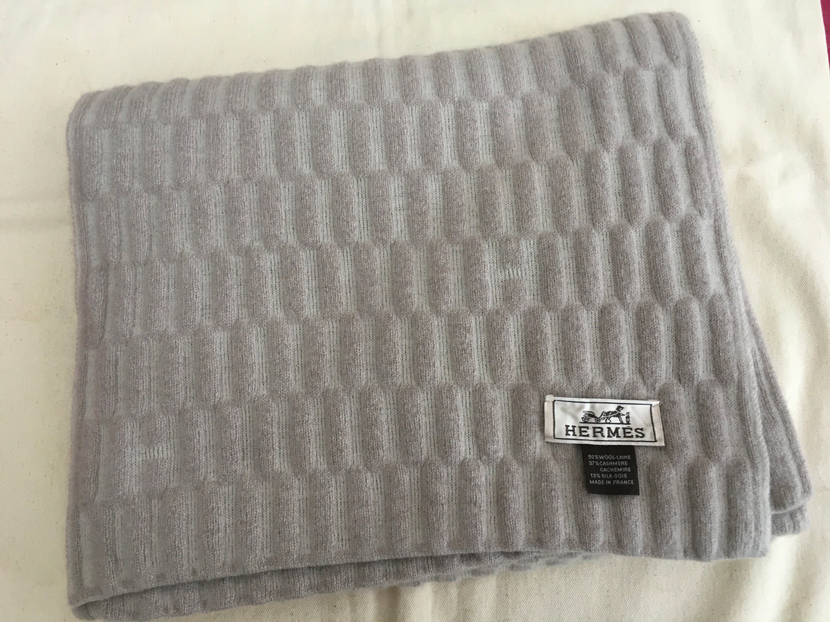 Hermès HERMES Wool Cashmere Silk Knit Shawl Scarf large Unisexe MEN