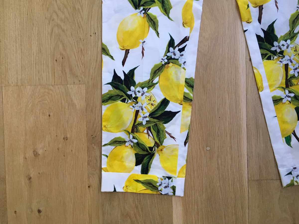 Dolce & Gabbana Lemon Printed Cotton Straight Pants Trousers Ladies