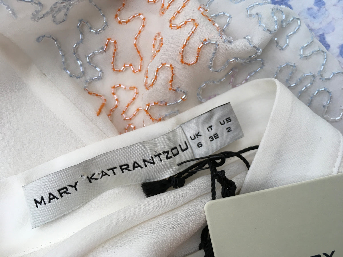 MARY KATRANTZOU Mika Silk Embellished Blouse US 2 UK 6 I 38 ladies
