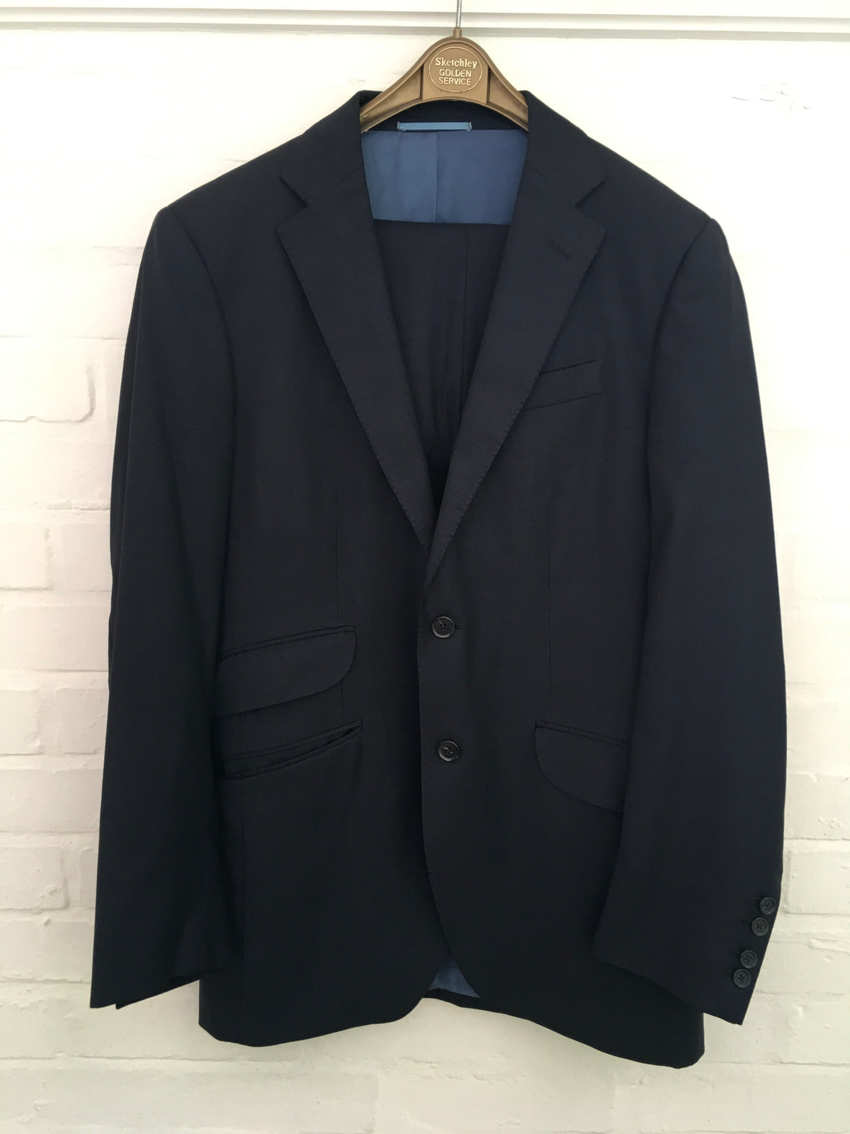 HACKETT LONDON Navy Virgin Wool Extrafine Suit 2 Pieces Men