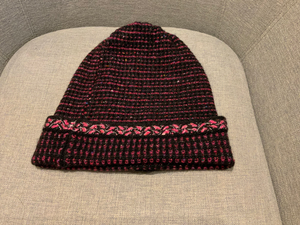 Chanel Cashmere Tweed CC Beanie Hat ladies